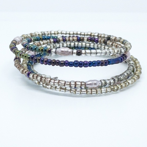 Layered Micro Bead and Pearl Adjustable Bracelet - Picture 4 of 15